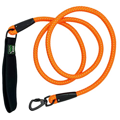 Strapazierfähige Hundeleine aus Kletterseil, reflektierend mit Soft Grip Griffschlinge, 1.80 m x Ø13mm, für das tägliche Gassigehen und Trainieren, passend für Hunde bis 24 Kg (Neonorange) von MIJOMA