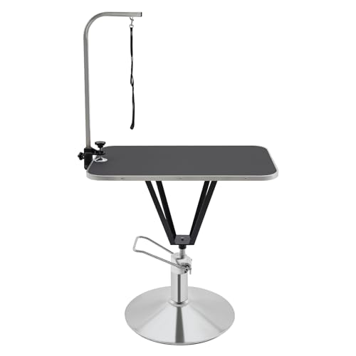 Hydraulisch anhebbarer Tierpflegetisch, stabil und wasserdicht, 80 * 50cm Schertisch für Hund und Katze, Trimmtisch hydraulisch, Verstellbarer Hohe, ideal für Tierpfleger (Schwarz) von MIKIYUEER