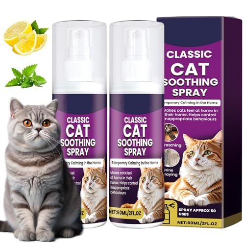 MILIAFLICK Beruhigungsspray für Katzen, 2 Stück Katzenberuhigungsspray Pet Calming Spray, Beruhigendes Entspannungs Anti Stress Mittel Calming Anzeichen von MILIAFLICK