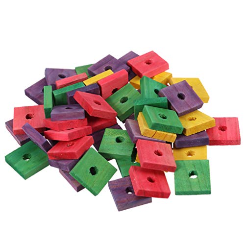 Milisten Wellensittich Spielzeug Holz Stück 100 Pcs Holz Stück Bunte Cube Chips Lernen Lehre Spielzeug für Kind Kind (Mischfarbe) Papageienspielzeug von Milisten