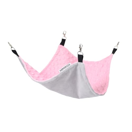 MIMIKO Pets - Meerschweinchen Hängematte - 1 Etage [35x40cm] Rosa | Hängematte für Kaninchen, Ratten, Nager, Frettchen, Hamster | Meerschweinchen Spielzeug, Hamster Zubehör | Zubehör für Käfig von MIMIKO Pets