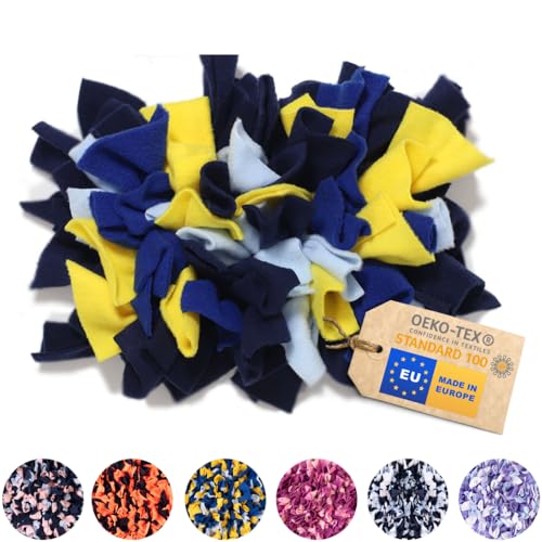 MIMIKO Pets - Schnüffelteppich für Hunde & Katze | S (23x33cm) - gelb, Marineblau, kornblumenblau | Intelligenzspielzeug für Hunde | Waschbar Futtermatte | Schnüffelmatte in Größen XS - XXL von MIMIKO Pets