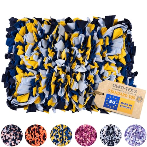 MIMIKO Pets - Schnüffelteppich für Hunde & Katze | XXL (75x50cm) -gelb, Marineblau, kornblumenblau | Intelligenzspielzeug für Hunde | Waschbar Futtermatte | Schnüffelmatte in Größen XS - XXL von MIMIKO Pets