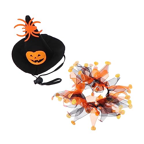 MINAOLULUS 1 Satz Halloween-schal Halloween-lätzchen Kürbis-lätzchen Dekoratives Katzenhalstuch Halloween-Haustier-Kopfschmuck Halloween-Horror-dekor Skelett Kostüm Hundebandana Stoff Black von MINAOLULUS