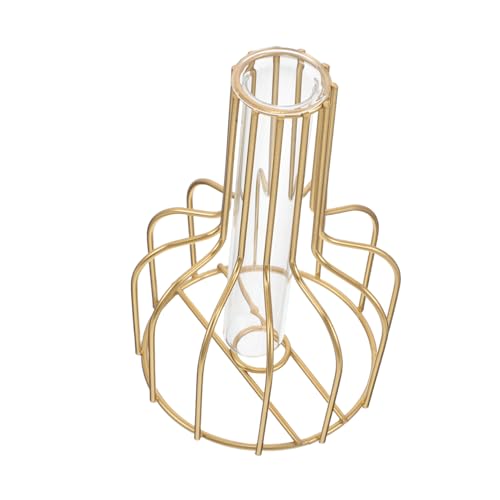 MINAOLULUS 1 Set Vase Aus Glas Quarzrohr Handgefertigt Keramikgefäß Pflanzgefäß Reagenzglas Getrocknete Blumen Kleiner Glastopf Glasrohrhalter Eisen Golden von MINAOLULUS