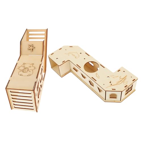 MINAOLULUS 2Stücke Teiliges Hamster Kreatives Holz Labyrinth für Kleine Haustiere Abnehmbar und Platzsparend für Hamster Mäuse und Andere Kleintiere Sicheres Naturholz Langlebig von MINAOLULUS