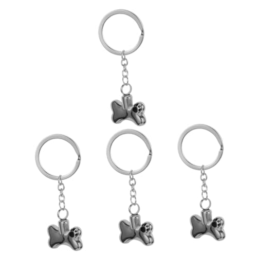 MINAOLULUS 4 Stück Hundeknochen Schlüsselanhänger Sympathie Aschenhalter-schlüsselanhänger Urnen-gedenkanhänger Hundeurne Schlüsselanhänger Urnenschmuck Haustier Stahl Silver von MINAOLULUS