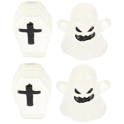 MINAOLULUS 4 Stück Ornamente Aus Harz Dekoration Grusel Halloween-Miniatur-landschaftsverzierungen Halloween-geisterfigur Halloween Leuchtender Geist Halloween-schmuck Geistergarten Hylying von MINAOLULUS