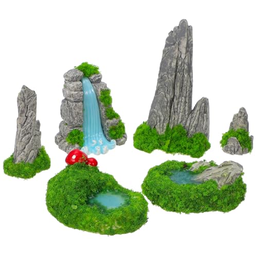MINAOLULUS 6St Miniatur-Steingarten Märchengartenteich Miniaturberg Bonsai gefälschter Berg künstlicher Berg gefälschter Bonsai-Berg Basteldekor Mini-Pool- Bergmodell Aquariumberge Harz von MINAOLULUS