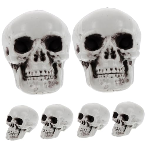 MINAOLULUS 6st Schädelkopfmodell Lebensechter Schädelkopf Skelettkopf Totenkopfanhänger Gruseliges Schädelmodell Kleiner Kriechender Schädelkopf Statue des Menschlichen Schädels Harz von MINAOLULUS