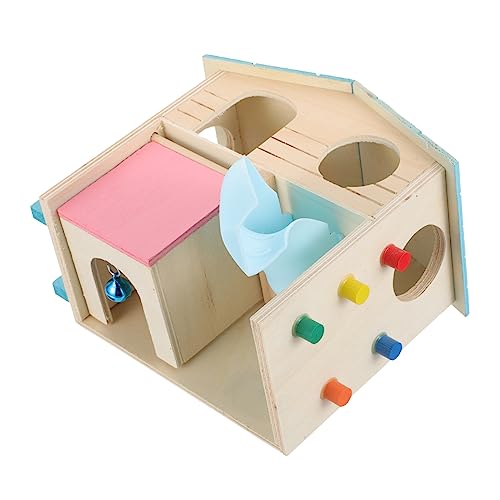 MINAOLULUS Holz-hamsterhaus Mit Rutsche Und Spielbereich Für Kleine Nager Stabiles Design Atmungsaktiv Fördert Spiel Und Verstecken Aus Hochwertigem Geruchlosem Holz Gefertigt von MINAOLULUS