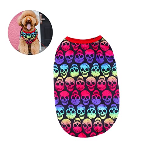 MINAOLULUS Haustier Hund Pullover Welpenpullover Für Kleine Hunde Schädel-hundepullover Halloween-Dekorationen Für Haustierkostüme Skelett Kostü Kleine Hundekleidung Colorful Reine Baumwolle von MINAOLULUS