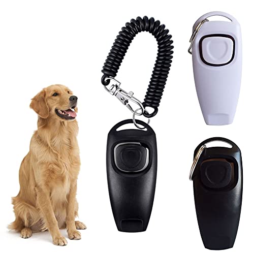 MINAYANLEO 3 Stück Hundetrainings-Clicker, praktisches Haustier-Trainingswerkzeug mit Umhängeband, Hundetrainingspfeife, Haustier-Clicker, 2-in-1-Trainer für Hunde, Katzen, Vögel, Welpen-Training MINAYANLEO 3 Stück Hundetrainings-Clicker, praktisches Haustier-Trainingswerkzeug mit Umhängeband, Hundetrainingspfeife, Haustier-Clicker, 2-in-1-Trainer für Hunde, Katzen, Vögel, Welpen-Training von MINAYANLEO