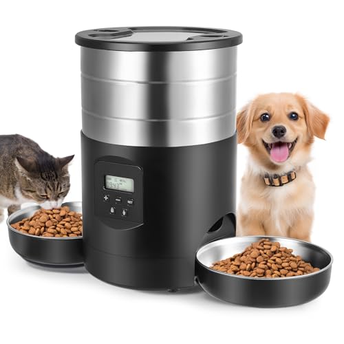5L Futterautomat Katze 2 Näpfe, Edelstahl Futterspender Katze Programmierbarem Timer, mit Edelstahlschüssel, Voice Recorder, für kleine/mittlere Haustiere 5L Futterautomat Katze 2 Näpfe, Edelstahl Futterspender Katze Programmierbarem Timer, mit Edelstahlschüssel, Voice Recorder, für kleine/mittlere Haustiere von MINENICE