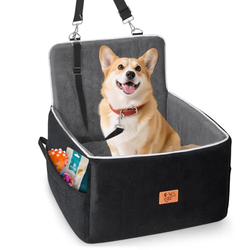 Hundeautositz 52x52x50cm, Abnehmbarer und Waschbarer Sitzerhöhungssitz Hunde Autositz für Kleine und Mittelgroße, Inklusive Leine Passend für Autositze für Kleine Hunde mit einem Gewicht von MINENICE