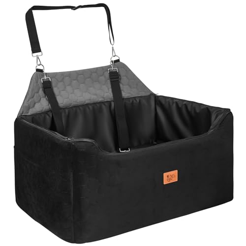 Hundeautositz 78x55x53cm, Abnehmbarer und Waschbarer Sitzerhöher Hundebett Auto für Mittelgroße und Große Hunde, Inklusive Leine, Autositz für Schwerere Große Hunde (mit Wasserdichtem Lederbezug) von MINENICE