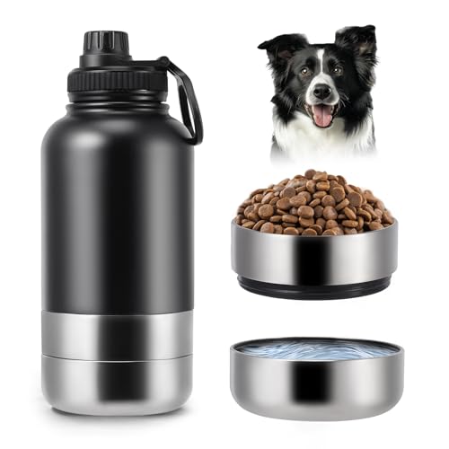 Trinkflasche Hunde Für Unterwegs,4 in 1 Hundetrinkflasche für Unterwegs 1000ml, Isolierflasche aus Edelstahl, Hundezubehör für Reise, Trinkflasche Hund mit Wassernapf und Futternapf, BPA-Frei Trinkflasche Hunde Für Unterwegs,4 in 1 Hundetrinkflasche für Unterwegs 1000ml, Isolierflasche aus Edelstahl, Hundezubehör für Reise, Trinkflasche Hund mit Wassernapf und Futternapf, BPA-Frei von MINENICE