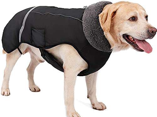 Warme Hundejacke, reflektierende Hundejacke，Hundemantel für kaltes Wetter，wasserdichte Hundewinterjacke mit GeschirrlochGemütliche Outdoorbekleidung für den Winter von MINGPINHUIUS