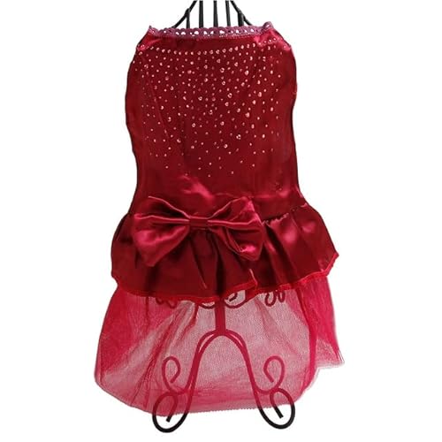 MINGSO Strass-Kleid-Haustier-Katzen-Kleidung Big Bows Satin-Kleider für Hunde Katzen-Kleidung Chihuahua-Sommer-Rosa-Hochzeits-Kleid-Haustier-Kleidung von MINGSO