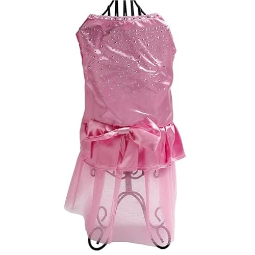 MINGSO Strass-Kleid-Haustier-Katzen-Kleidung Big Bows Satin-Kleider für Hunde Katzen-Kleidung Chihuahua-Sommer-Rosa-Hochzeits-Kleid-Haustier-Kleidung von MINGSO