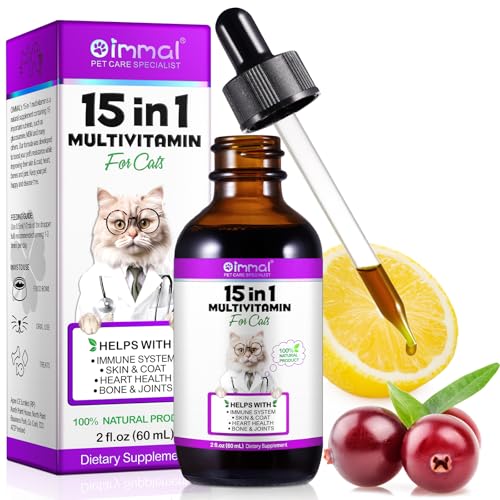 15-in-1-Multivitamintropfen für Katzen, Vitamine und Nahrungsergänzungsmittel– Flüssige Multivitamine für Katzen unterstützen die Immungesundheit sowie die Hüft- und Gelenkgesundheit von MINGYITUO