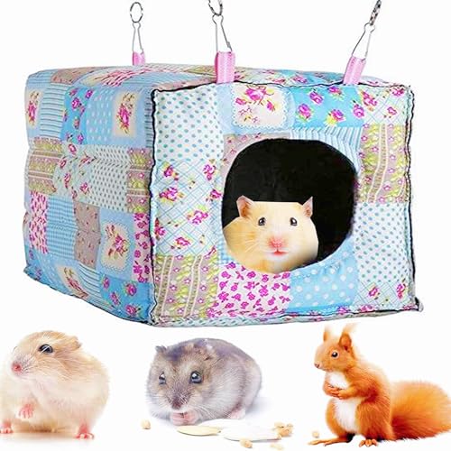 MINGZE Hängematte für Kleintiere Frettchen Ratte Meerschweinchen Hamster Chinchilla, Luxus Hängematte, Kleintier (Blau) von MINGZE