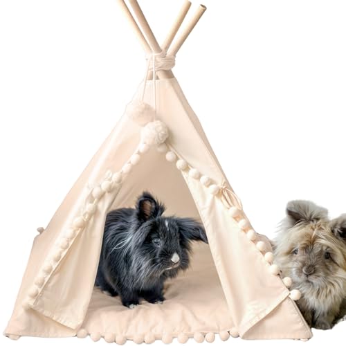 MINICAMP Kaninchen-Versteck - Gemütliches Hundebett für kleine Hunde - Stilvolles Katzen-Tipi -Niedliches Zelt für Kaninchen, Welpen - Hergestellt aus 100% Baumwolle, hypoallergen -Haustierzubehör(XS) von MINICAMP