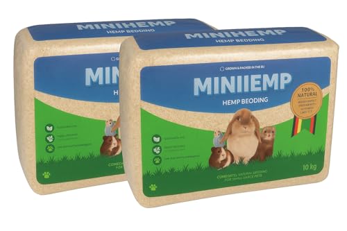 MINIHEMP 200 l, Einstreu für Kleintiere (HempFlax Mini Hemp 20 kg), Natürliches Hanf-Einstreu und Nistmaterial von MINIHEMP