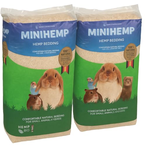 MINIHEMP 96 l, Einstreu für Kleintiere (HempFlax Mini Hemp 6 kg), Natürliches Hanf-Einstreu und Nistmaterial (6 kg) von MINIHEMP