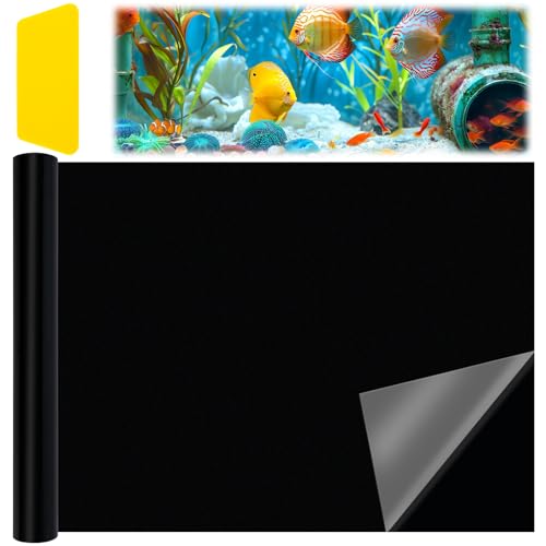 MINISOISO 2 Stück Aquariumhintergrund, schwarz, 30 x 200 cm, PVC, selbstklebend, statischer Aquariumhintergrund, Aquariumhintergrund, statische Hintergrundfolie für Aquarien, schwarz von MINISOISO