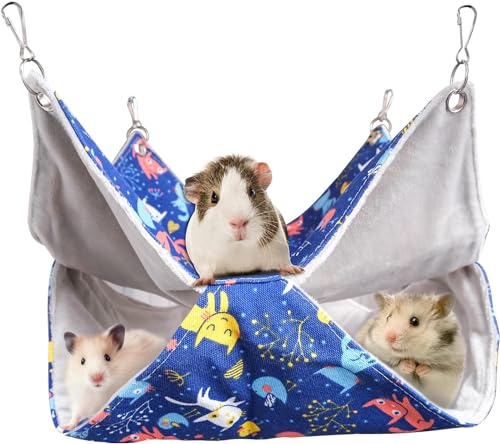 MINISOISO Meerschweinchen Hängematte für Kleintiere, Betthängematte für Frettchen, Etagenbett mit Doppelbett, Weiche und Warme Haustiere Käfig für Chinchillas, Frettchen, Hamster von MINISOISO