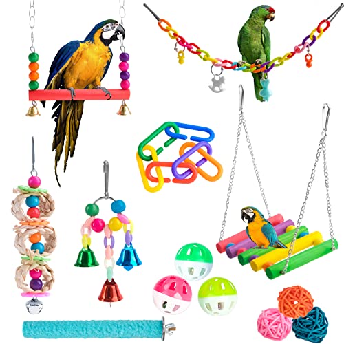 MINISOISO Vogelspielzeug für Vögel, 17er Set Wellensittich Spielzeug, Vogelschaukel Kauspielzeug, Vogelspielzeug für Wellensittiche, Aras, Nymphensittiche, Papageien, Sittiche, Finken (13er Set) von MINISOISO