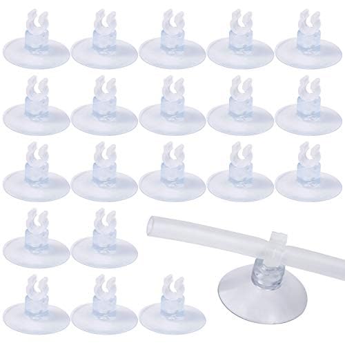 MINSHUXI 20 Stück Aquarium Saugnapf Clips Aquarium Saugnapf Halter Transparent Aquarium Saugnapf mit Schlauchhalterung für 5mm 6mm Airline Luftverkehrslinie Schlauchhalter von MINSHUXI