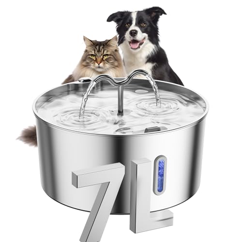7L/1.85Gal/6,718.8 g Edelstahl Katze Wasserbrunnen, Automatischer Haustierbrunnen Großer Hund Wasserspender mit Filtern & Doppelfunktion Trinken für mehrere Haustiere Indoor 7L/1.85Gal/6,718.8 g Edelstahl Katze Wasserbrunnen, Automatischer Haustierbrunnen Großer Hund Wasserspender mit Filtern & Doppelfunktion Trinken für mehrere Haustiere Indoor von MINYE
