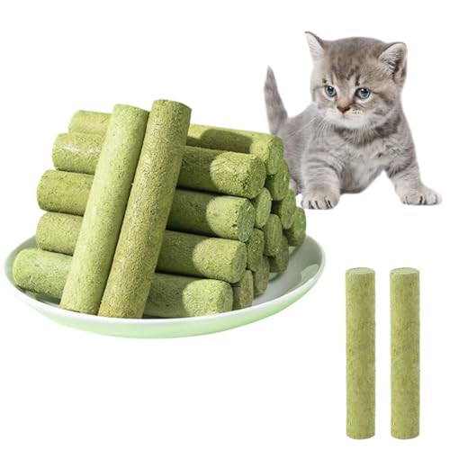 MINZHI katzengras Snacks Katze14 Stück Katzenminz Gras Snacks,Katzen Sticks katzengras,Cat Grass Teething Sticks for Indoor Cats,Wird zum Entfernen von Haarballen, zum Reinigen der Zähne usw von MINZHI