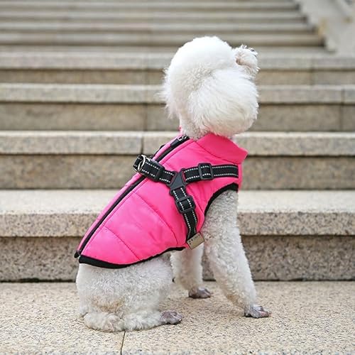 Hunde-Wintermantel, wasserdicht, reflektierend, Hundejacke, warme Hundeweste mit Fleece-Futter, for mittelgroße und kleine Welpen (Color : Pink, Size : 120x160cm) von MIOTEQ