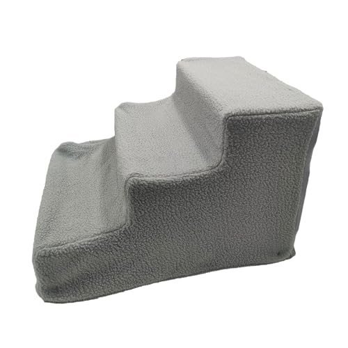 MIOTEQ 3-Stufen-Hundetreppe for kleine Hunde und Katzen, Haustiertreppe for Sofa und Bett, Hundetreppe mit abnehmbarem, waschbarem Bezug (Color : Gray) von MIOTEQ