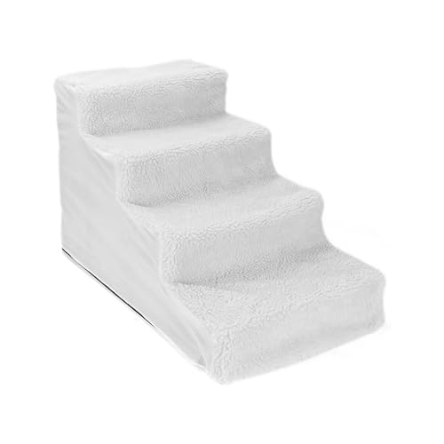 MIOTEQ Haustiertreppe, 4-stufige rutschfeste Hundetreppe for Sofa und Bett, leichte Hundetreppe mit abnehmbarem Bezug (Color : White) von MIOTEQ