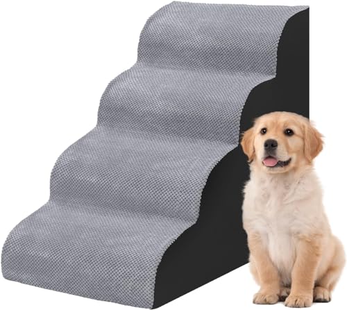 MIOTEQ Hundestufen for Sofa, 2-Stufen-Hundetreppe for kleine Hunde, Katzenrampenleiter aus hochdichtem Schaumstoff mit waschbarem Bezug und rutschfester Unterseite for alte verletzte Haustiere, Fussel von MIOTEQ