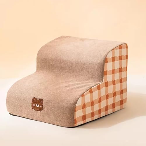 MIOTEQ Hundetreppe fürs Bett – rutschfeste Haustiertreppe for kleine Hunde und Katzen, Hunderampe for Sofa mit hochdichtem Schaumstoff und abnehmbarem Bezug (Size : 2 Steps) von MIOTEQ