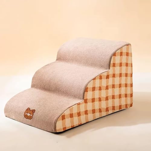 MIOTEQ Hundetreppe fürs Bett – rutschfeste Haustiertreppe for kleine Hunde und Katzen, Hunderampe for Sofa mit hochdichtem Schaumstoff und abnehmbarem Bezug (Size : 3 Steps) von MIOTEQ