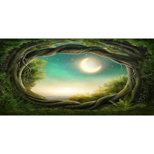 MIRRORANG 120x46cm Fantasy Moonlit Wald Reptil Terrarium Aquarium Hintergrund Mond Wald Fisch Tank Hintergrund Bartagame Vivarium Hintergrund Vinyl von MIRRORANG