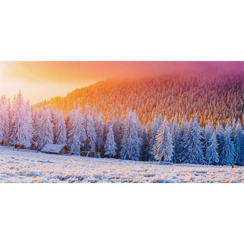MIRRORANG 120x46cm Winterliche, verschneite Landschaft, Aquarium Hintergrund, schneebedeckte Felder, Wald, langlebiger Aquarium Hintergrund für Neujahrsdekoration von MIRRORANG