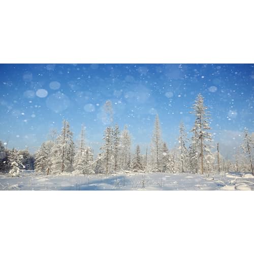 MIRRORANG 120x61cm Winterliche Schneelandschaft als Aquarium Hintergrund, Schneelandschaft, Kiefern, Aquarium Hintergrund für saisonale Feiertagsdeko, Vinyl von MIRRORANG