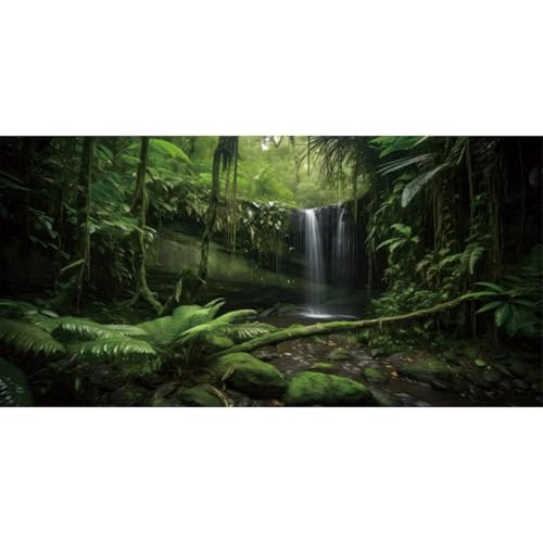 MIRRORANG 180x46cm Tropischer Dschungel Terrarium Hintergrund Wasserfall Grüne Bäume Blätter Reptilien Lebensraum Hintergrund Regenwald Aquarium Aquarium Hintergrund von MIRRORANG