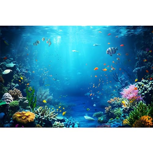 MIRRORANG 61x30cm Ozean Unterwasser Thema Aquarium Hintergrund Sonne Bunte Koralle Tropische Fische Tank Hintergrund Unterwasserwelt Fisch Tank Hintergrund von MIRRORANG