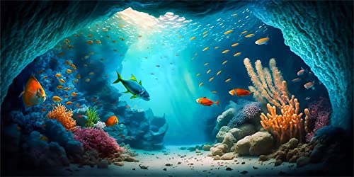 MIRRORANG 61x30cm Unterwasser-Aquarium Hintergrund Höhle Tropische Fische Unterwasserwelt Aquarium Hintergrund von MIRRORANG