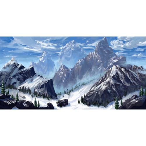 MIRRORANG 61x30cm Zoll Cartoon Winter Schnee Berg Aquarium Hintergrund Qomolangma Natürliche Landschaft Blauer Himmel Weihnachten Neujahr Fisch Tank Hintergrund Vinyl Hintergrund von MIRRORANG