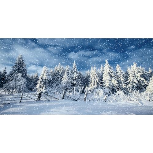 MIRRORANG 76x30cm Fallender Schnee, Naturlandschaft, Aquarium Hintergrund, Kiefernwald, Schneefeld, Aquarium Hintergrund, Winter, Dekoration, Vinyl von MIRRORANG