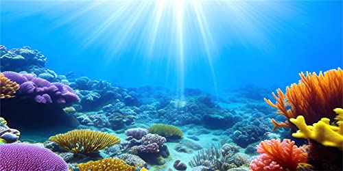 MIRRORANG 76x46cm Unterwasser Aquarium Hintergrund Sonnenlicht Blaues Meer Buntes Korallenriff Unterwasserwelt Aquarium Poster Hintergrund von MIRRORANG